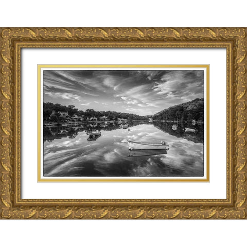 New England-Massachusetts-Cape Ann-Gloucester-Annisquam-Lobster Cove-reflections Gold Ornate Wood Framed Art Print with Double Matting by Bibikow, Walter