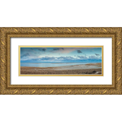 New England-Massachusetts-Cape Cod-Chatham-Chatham Light Beach-dusk Gold Ornate Wood Framed Art Print with Double Matting by Bibikow, Walter