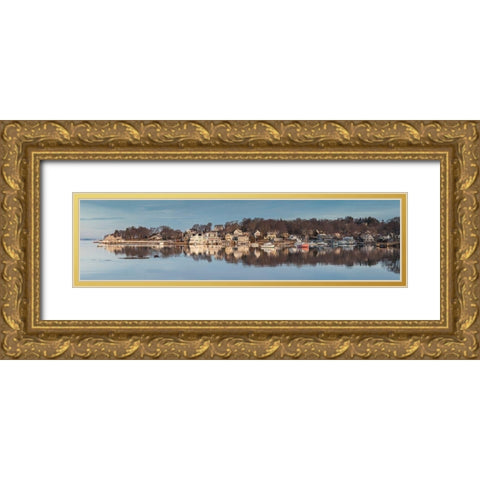 New England-Massachusetts-Cape Ann-Gloucester-Annisquam Harbor-winter-dawn Gold Ornate Wood Framed Art Print with Double Matting by Bibikow, Walter