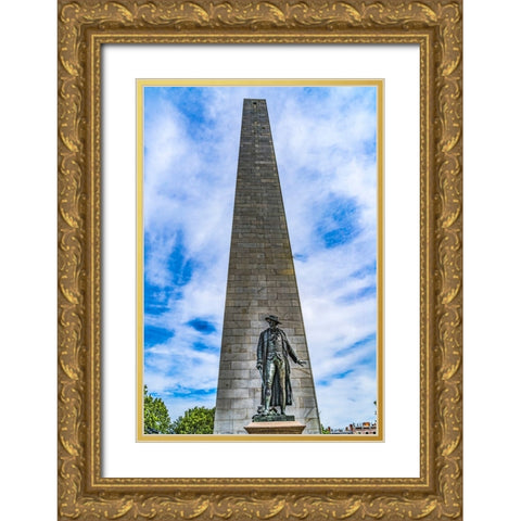 William Prescott Statue-Bunker Hill Battle Monument-Charlestown-Boston-Massachusetts-Site of June 1 Gold Ornate Wood Framed Art Print with Double Matting by Perry, William