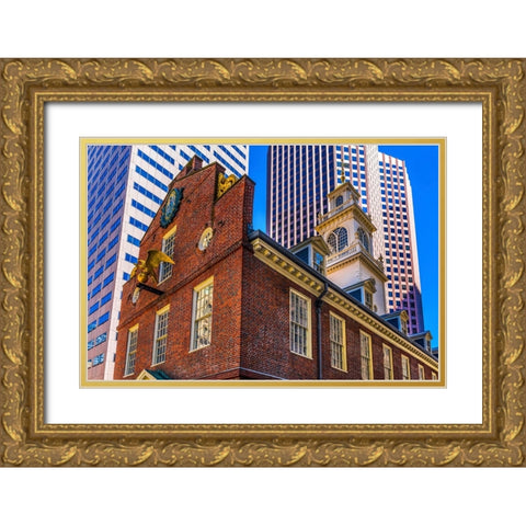 Faneuil Meeting Hall-Freedom Trail-Boston-Massachusetts-Meeting place American Revolution later Tow Gold Ornate Wood Framed Art Print with Double Matting by Perry, William