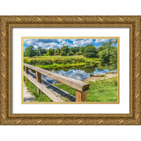 Old North Bridge-Concord River-Minute Man National Historical Park-American Revolution Monument-sit Gold Ornate Wood Framed Art Print with Double Matting by Perry, William