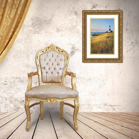 Big Sable Point Lighthouse on the eastern shore of Lake-Michigan Ludington State Park-Michigan Gold Ornate Wood Framed Art Print with Double Matting by Majchrowicz, Alan