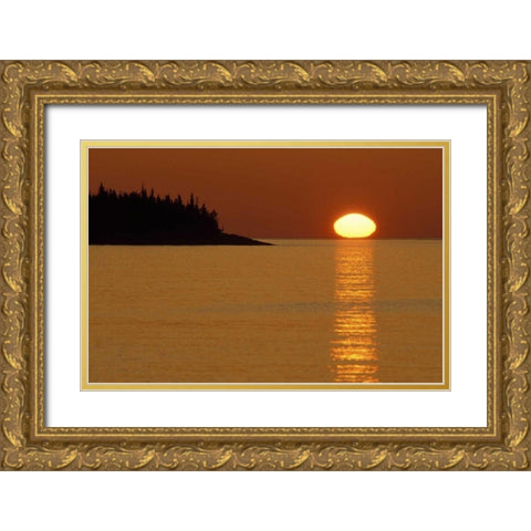 MI, Isle Royale NP, Sunrise over Lake Superior Gold Ornate Wood Framed Art Print with Double Matting by Carlson, Mark