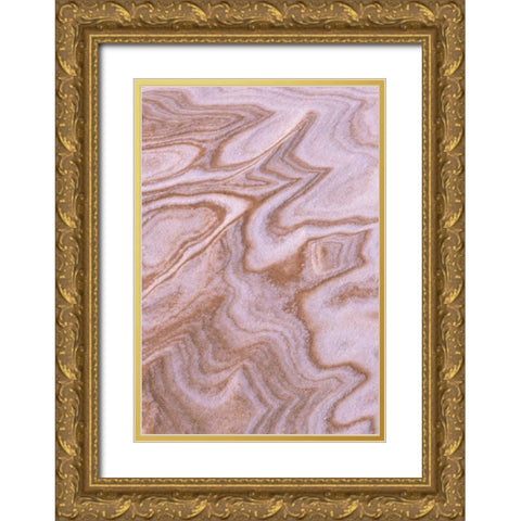 MI, Abstract jagged pattern mix of sand and snow Gold Ornate Wood Framed Art Print with Double Matting by Carlson, Mark