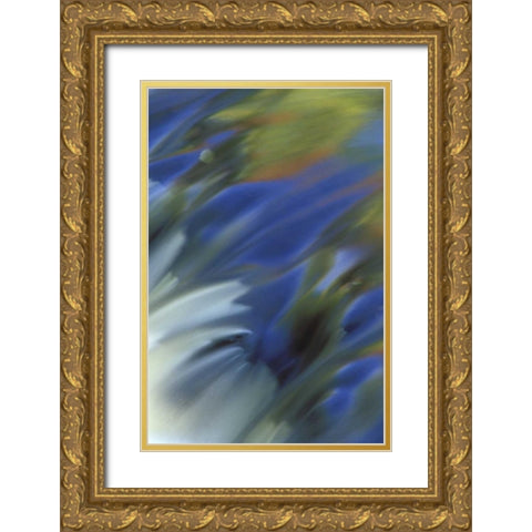 MI, Cascading river water reflecting sky in fall Gold Ornate Wood Framed Art Print with Double Matting by Carlson, Mark