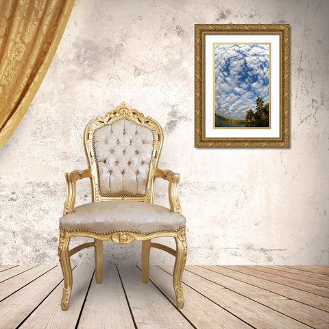 Michigan Clouds at Petes Lake in autumn Gold Ornate Wood Framed Art Print with Double Matting by Rotenberg, Nancy