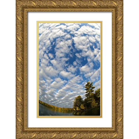Michigan Clouds at Petes Lake in autumn Gold Ornate Wood Framed Art Print with Double Matting by Rotenberg, Nancy