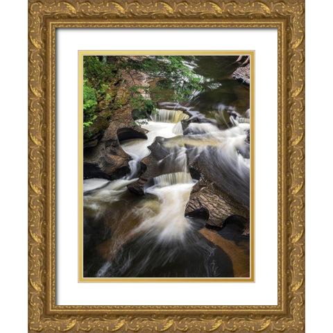 Michigan-Upper Peninsula The Wild and Scenic Presque Isle River creates these Potholes Gold Ornate Wood Framed Art Print with Double Matting by Eggers, Julie
