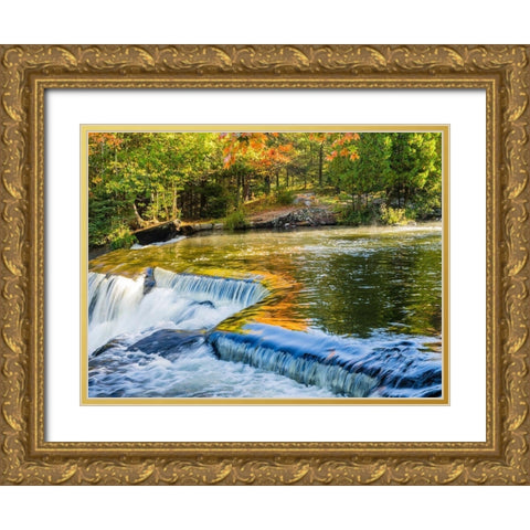 US-Michigan-Upper Peninsula Reflections on Bond Falls Gold Ornate Wood Framed Art Print with Double Matting by Eggers, Julie