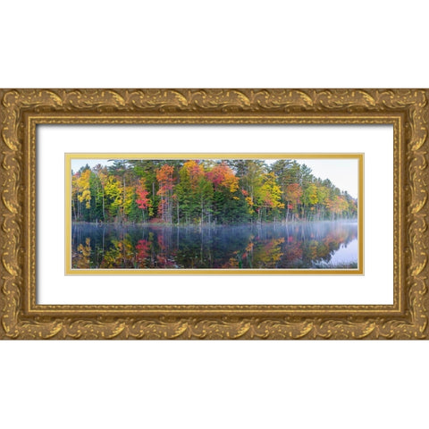 Council Lake in fall-Alger County-Michigan Gold Ornate Wood Framed Art Print with Double Matting by Day, Richard and Susan