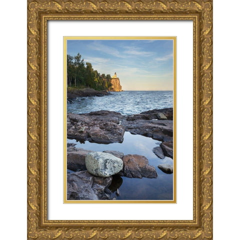 Split Rock Lighthouse State Park-North Shore Lake Superior-Minnesota Gold Ornate Wood Framed Art Print with Double Matting by Majchrowicz, Alan