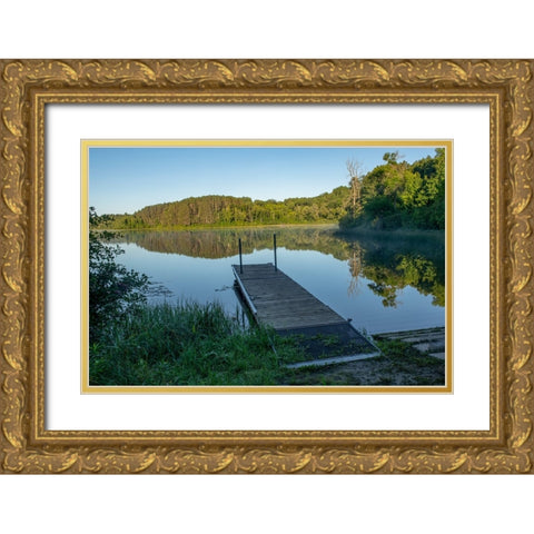 USA-Minnesota-Itasca State Park-Ozawindib Boat Lunch Gold Ornate Wood Framed Art Print with Double Matting by Hawkins, Peter