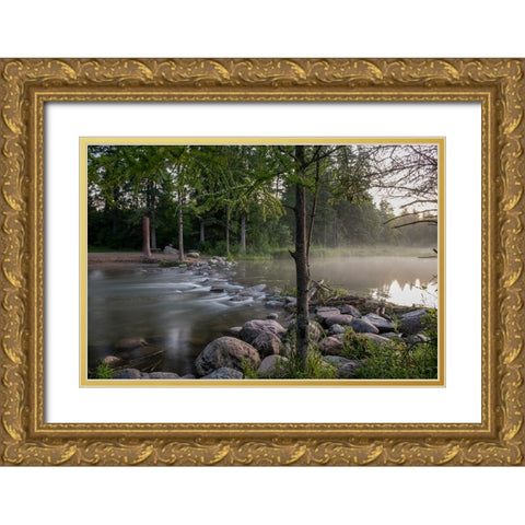 USA-Minnesota-Itasca State Park-Mississippi Headwaters Gold Ornate Wood Framed Art Print with Double Matting by Hawkins, Peter