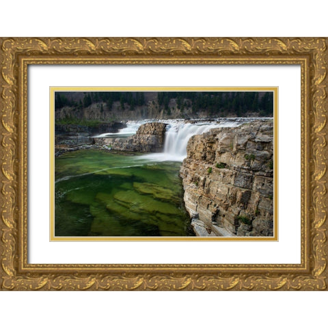 Kootenai Falls-Montana-a series of cascades on the Kootenai River Gold Ornate Wood Framed Art Print with Double Matting by Majchrowicz, Alan