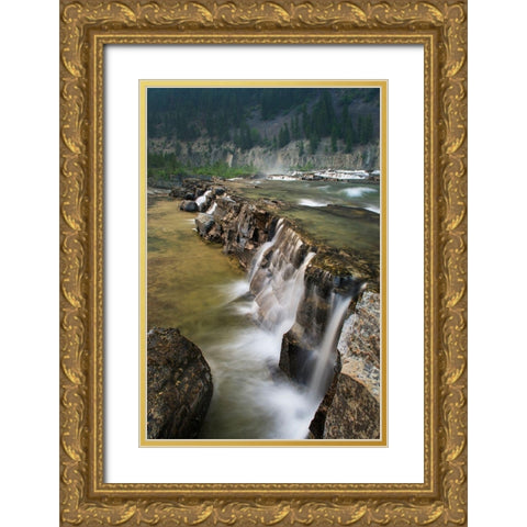 Kootenai Falls-Montana-a series of cascades on the Kootenai River Gold Ornate Wood Framed Art Print with Double Matting by Majchrowicz, Alan