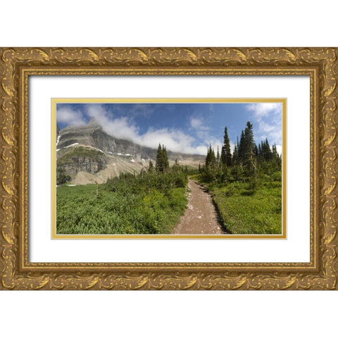 Montana, Glacier NP Hiking trail and landscape Gold Ornate Wood Framed Art Print with Double Matting by Grall, Don