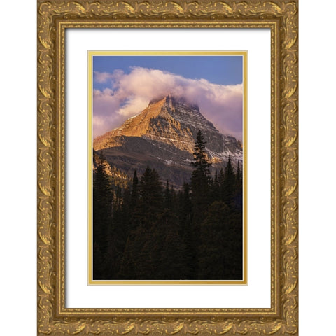 USA-Montana-Glacier National Park Reynolds Mountain at sunrise Gold Ornate Wood Framed Art Print with Double Matting by Jaynes Gallery