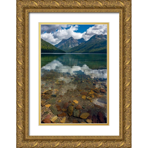 Quartz Lake with Vulture Peak in Glacier National Park-Montana-USA Gold Ornate Wood Framed Art Print with Double Matting by Haney, Chuck