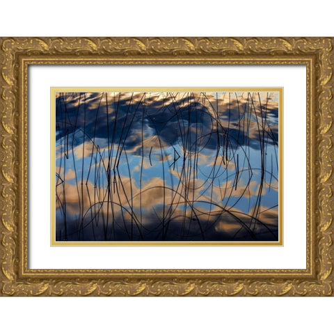Autumn reflections in Spencer Lake near Whitefish-Montana-USA Gold Ornate Wood Framed Art Print with Double Matting by Haney, Chuck