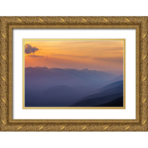 Wildfire smoke and clouds mixing-Upper Whitefish Valley Stillwater State Forest near Whitefish Gold Ornate Wood Framed Art Print with Double Matting by Haney, Chuck