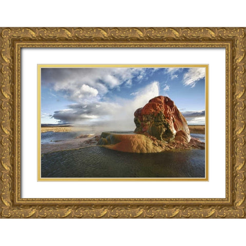 Nevada, Gerlach Fly Geyser at sunrise Gold Ornate Wood Framed Art Print with Double Matting by Anon, Josh