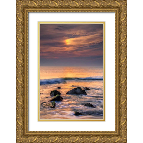 New Jersey, Cape May Scenic on Cape May Beach Gold Ornate Wood Framed Art Print with Double Matting by OBrien, Jay