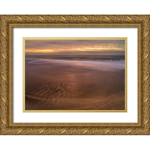 USA-New Jersey-Cape May National Seashore-Sunrise on shore Gold Ornate Wood Framed Art Print with Double Matting by Jaynes Gallery