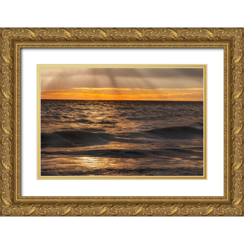 USA-New Jersey-Cape May National Seashore Sunset on ocean shore Gold Ornate Wood Framed Art Print with Double Matting by Jaynes Gallery
