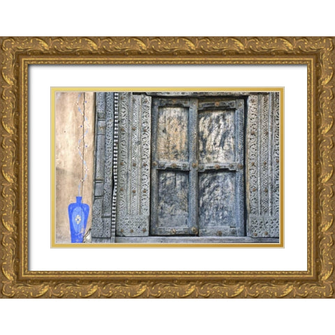 New Mexico, Santa Fe Old doorway Gold Ornate Wood Framed Art Print with Double Matting by OBrien, Jay