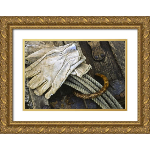 New Mexico, Santa Fe Close-up of cowboy gear Gold Ornate Wood Framed Art Print with Double Matting by OBrien, Jay