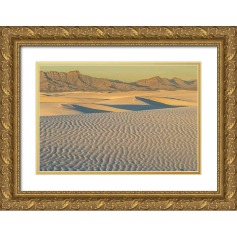 New Mexico, White Sands NM Sunset on desert Gold Ornate Wood Framed Art Print with Double Matting by Illg, Cathy and Gordon