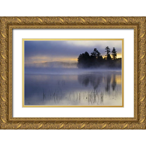 New York, Adirondack Mts, Autumn on Raquette Lake Gold Ornate Wood Framed Art Print with Double Matting by Rotenberg, Nancy