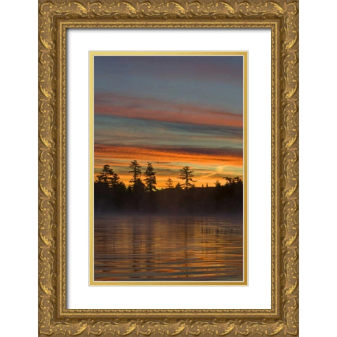 New York, Adirondack Mts, Autumn on Raquette Lake Gold Ornate Wood Framed Art Print with Double Matting by Rotenberg, Nancy