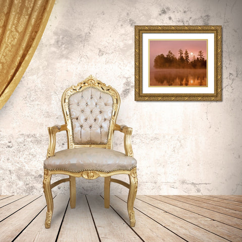 USA, New York, Adirondack Park Sunrise on a lake Gold Ornate Wood Framed Art Print with Double Matting by OBrien, Jay