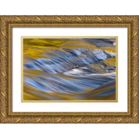 NY, Adirondacks Flowing water on Raquette Lake Gold Ornate Wood Framed Art Print with Double Matting by OBrien, Jay