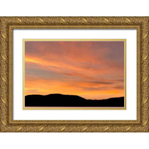 NY, Adirondack Mountains Sunset over mountains Gold Ornate Wood Framed Art Print with Double Matting by OBrien, Jay