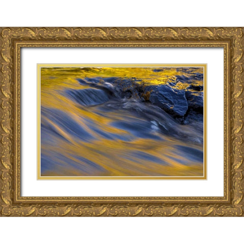 NY, Adirondacks Flowing water on Raquette Lake Gold Ornate Wood Framed Art Print with Double Matting by OBrien, Jay