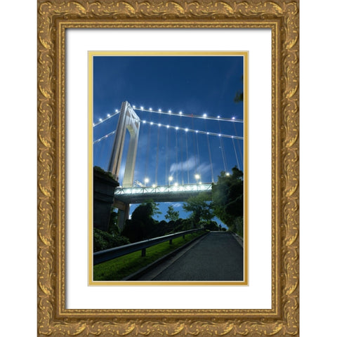 USA-New York The Verrazzano-Narrows Bridge Gold Ornate Wood Framed Art Print with Double Matting by Looney, Hollice