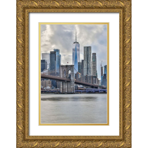 USA-New York-New York City Gold Ornate Wood Framed Art Print with Double Matting by Looney, Hollice
