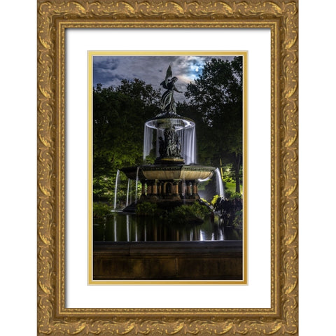 USA-New York Central Park Gold Ornate Wood Framed Art Print with Double Matting by Looney, Hollice