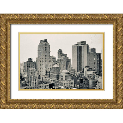 NY-New York-skyline Gold Ornate Wood Framed Art Print with Double Matting by Molinari, Michele