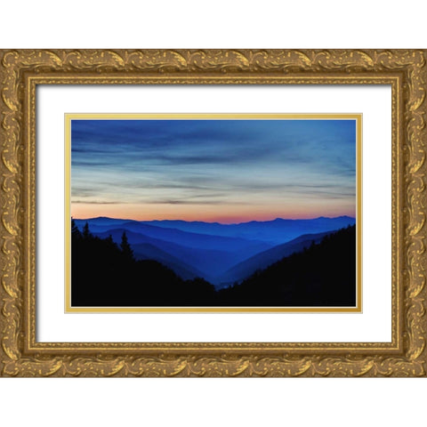 North Carolina Sunrise in the Great Smoky Mts Gold Ornate Wood Framed Art Print with Double Matting by Flaherty, Dennis
