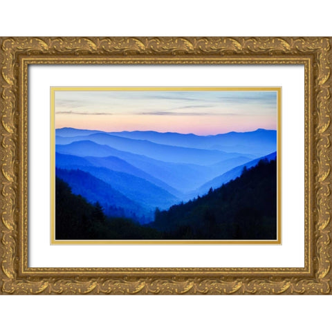 NC Sunrise at Oconoluftee Overlook Gold Ornate Wood Framed Art Print with Double Matting by Flaherty, Dennis