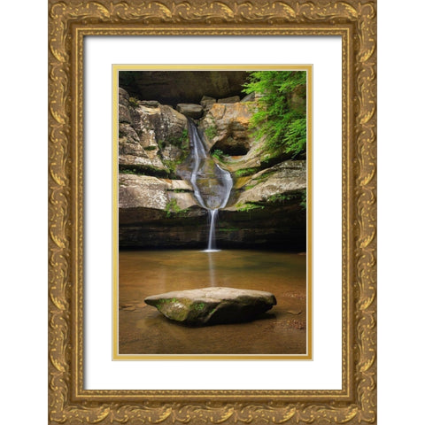 Cedar Falls Hocking Hills State Park-Ohio Gold Ornate Wood Framed Art Print with Double Matting by Majchrowicz, Alan