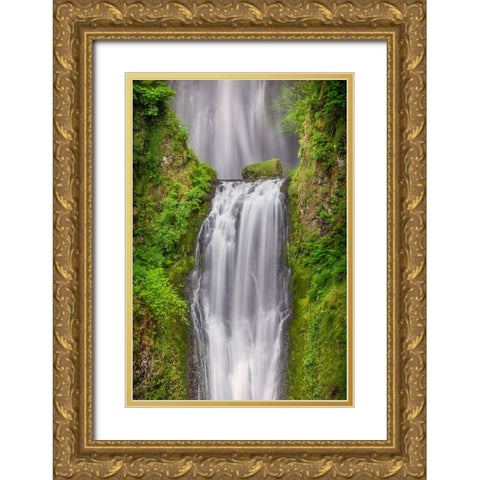 Multnomah Falls-Columbia River Gorge-Oregon Gold Ornate Wood Framed Art Print with Double Matting by Jones, Adam