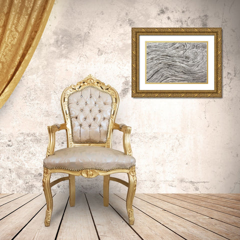 Geometric pattern in eroded driftwood-Bandon Beach-Oregon Gold Ornate Wood Framed Art Print with Double Matting by Jones, Adam