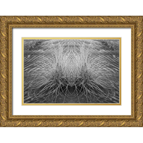 Grass pattern reflected and flipped-Bandon-Oregon Gold Ornate Wood Framed Art Print with Double Matting by Jones, Adam