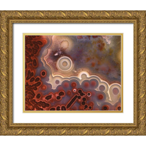 OR, Pattern in Mexican crazy lace agate Gold Ornate Wood Framed Art Print with Double Matting by Terrill, Steve