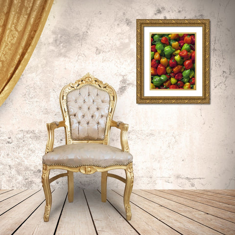 OR, Willamette Valley Fresh habanero peppers Gold Ornate Wood Framed Art Print with Double Matting by Terrill, Steve